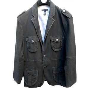 INC Black corduroy military single-breasted Large sports jacket